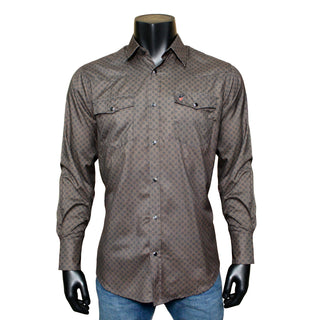 Bandoleros Men's Medallion Print Snap Shirt - Black & Rust