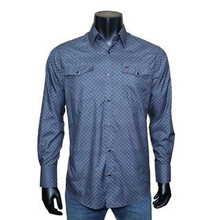 Bandoleros Men's Medallion Print Snap Shirt - Blue