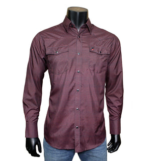 Bandoleros Men's Pattern Print Snap Shirt - Burgundy