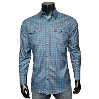 Bandoleros Men's Medallion Print Snap Shirt - Blue & Teal