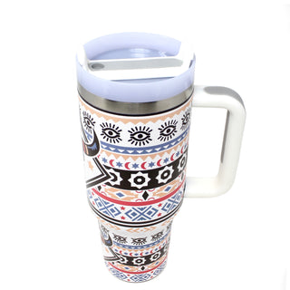 40 oz. Aztec Bull Print Tumbler with Straw - Multicolor