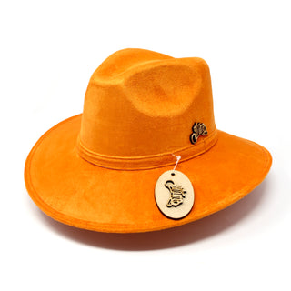 Stone "Valeria" Suede Hat - Orange