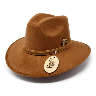 Stone "Valeria" Suede Hat - Brown