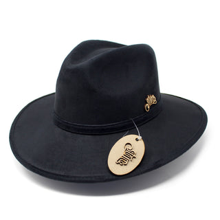 Stone "Valeria" Suede Hat - Black