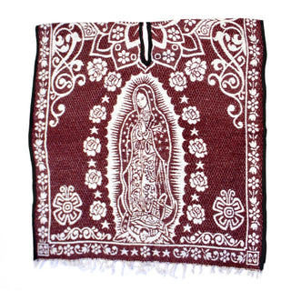 Mexican Poncho/Gabanes Virgen de Guadalupe Design- Burgundy