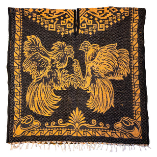 Mexican Poncho/Gabanes Rooster Design- Black & Yellow