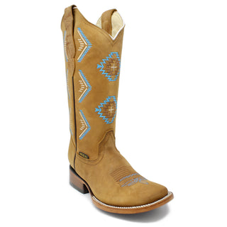 Mexcal Aztec Embroidered Square Toe Cowgirl Boots