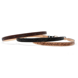 Handmade Tooled Leather Hat Band - Brown