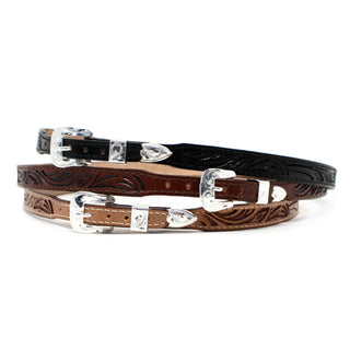 Handmade Tooled Leather Hat Band - Brown