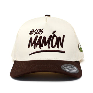 No Seas Mamón Snapback Cap Cream and Brown – Spanish Phrase Hat