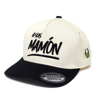 No Seas Mamón Snapback Cap Cream and Black – Spanish Phrase Hat