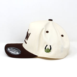 No Seas Mamón Snapback Cap Cream and Brown – Spanish Phrase Hat