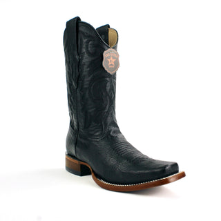 Los Altos Black Smooth Ostrich Square Toe Boots