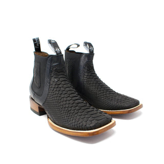 Ranchers Black Python Square Toe Ankle Boot