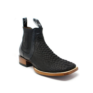 Ranchers Black Python Square Toe Ankle Boot