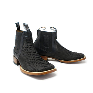Ranchers Black Python Square Toe Ankle Boot