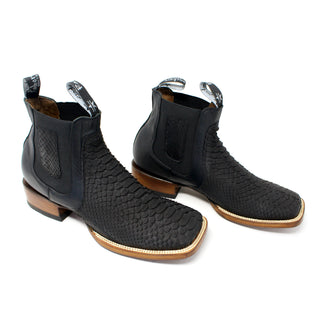 Ranchers Black Python Square Toe Ankle Boot