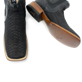 Ranchers Black Python Square Toe Ankle Boot