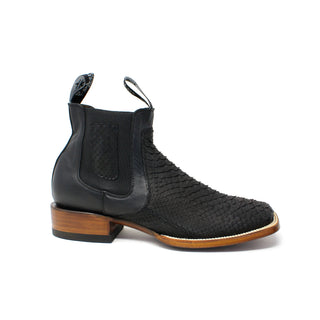 Ranchers Black Python Square Toe Ankle Boot