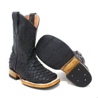 Ranchers Boys Square Toe Faux Python Cowboy Boot