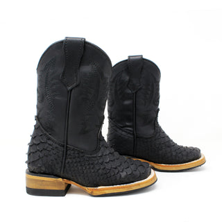 Ranchers Boys Square Toe Faux Python Cowboy Boot