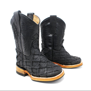 Ranchers Boys Square Toe Faux Pirarucu Cowboy Boot