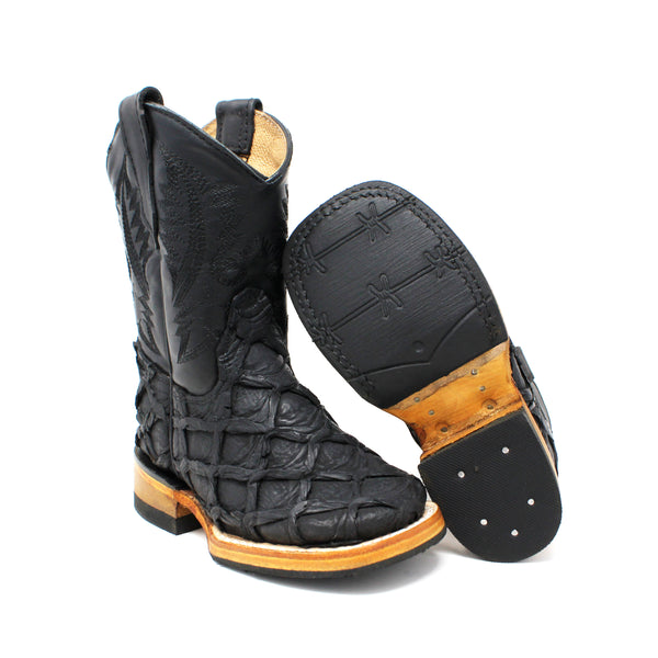 Ranchers Boys Square Toe Faux Pirarucu Cowboy Boot