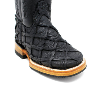 Ranchers Boys Square Toe Faux Pirarucu Cowboy Boot