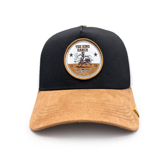 The King Ranch Cowboy Patch Trucker Cap – Black/Tan/White