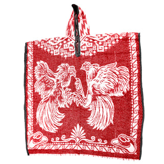 Mexican Poncho/Gabanes Rooster Design- Red