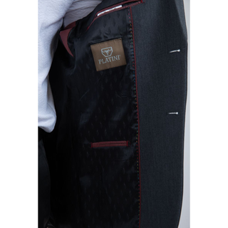 Interior view of Platini blazer showing satin lining and logo label