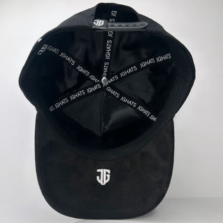 Inside of JG Hats Charros de Jalisco cap with JG HATS branded taping and embroidered JG logo under the brim