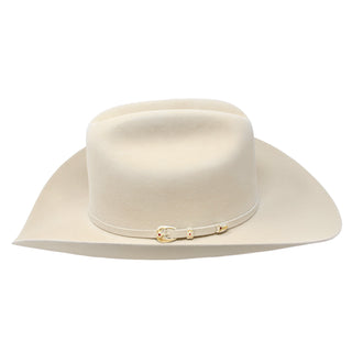 Side view of Larry Mahan 6X Real Western Hat in Belly showing sleek fur felt and curved brim.