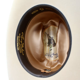 Close-up of inner lining with Larry Mahan signature and craftsmanship details.