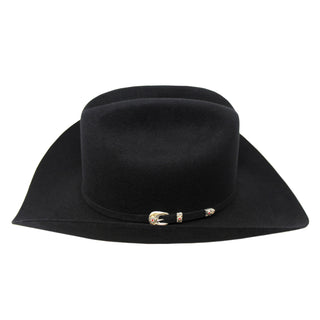 Side view of Larry Mahan 6X Real Western Hat in Black showing sleek fur felt and curved brim.