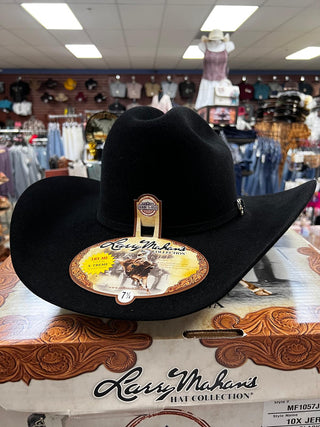 Close-up of Larry Mahan Hat interior with gold “10X” marking and signature logo.