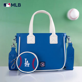 MLB Los Angeles Dodgers Team Tote/Crossbody with Baseball Coin Pouch - Blue