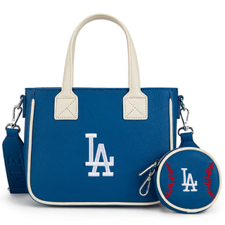 MLB Los Angeles Dodgers Team Tote/Crossbody with Baseball Coin Pouch - Blue