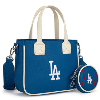 MLB Los Angeles Dodgers Team Tote/Crossbody with Baseball Coin Pouch - Blue