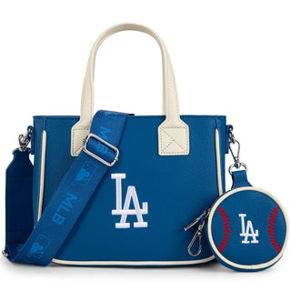 MLB Los Angeles Dodgers Team Tote/Crossbody with Baseball Coin Pouch - Blue