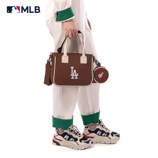 MLB Los Angeles Dodgers Team Tote/Crossbody with Baseball Coin Pouch - Brown