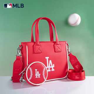 MLB Los Angeles Dodgers Team Tote/Crossbody with Baseball Coin Pouch - Red