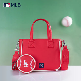 MLB Los Angeles Dodgers Team Tote/Crossbody with Baseball Coin Pouch - Red