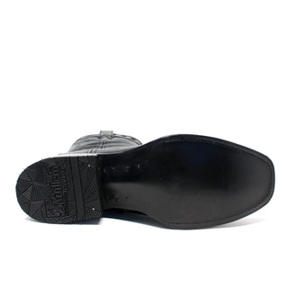 "Manuel" Artillero Imitation Caiman Belly Narrow Square Toe Boot- Black