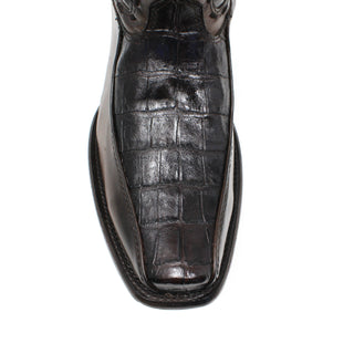 "Manuel" Artillero Imitation Caiman Belly Narrow Square Toe Boot- Brown