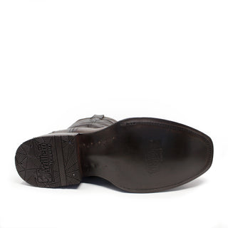 "Manuel" Artillero Imitation Caiman Belly Narrow Square Toe Boot- Brown