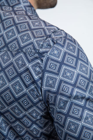 Mens "PERFORMANCE" Western Short Sleeve Shirt- Navy