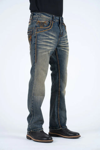 Platini Men's Dirty Blue Slim Boot Cut Jeans
