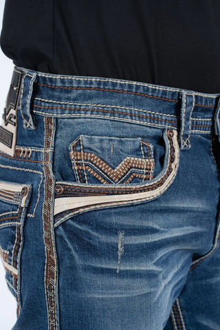 Platini Holt Men's Stone Wash Slim Boot Cut Jeans