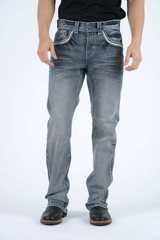 Platini Holt Men's Blue Grey Slim Boot Cut Jeans